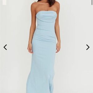 Selfie Leslie Strapless Light Blue Dress